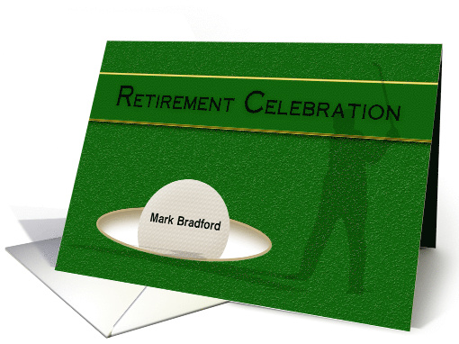 Retirement Celebration Invitation - For Golfer - Golf Ball - Name card