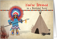 Indian Kid’s Birthday Party Invitation - Tepee and Indian card