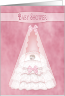 Baby Shower Invitation - Girl - Bassinet - Pink card