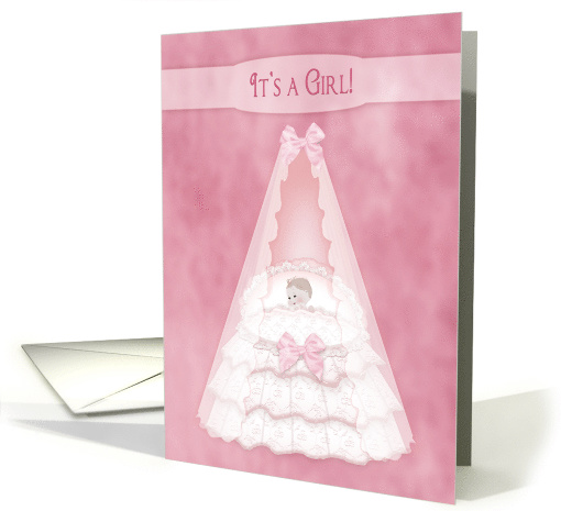 It's a Girl - Announcement, Baby - Bassinet - Pink card (1474844)