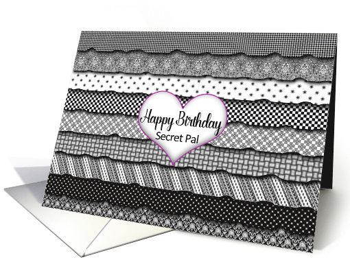 Birthday, Secret Pal, Layers of Black & White Patterned Ruffles card