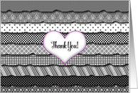 Thank You, (BLank inside) Layers of Black & White Patterned Ruffles card