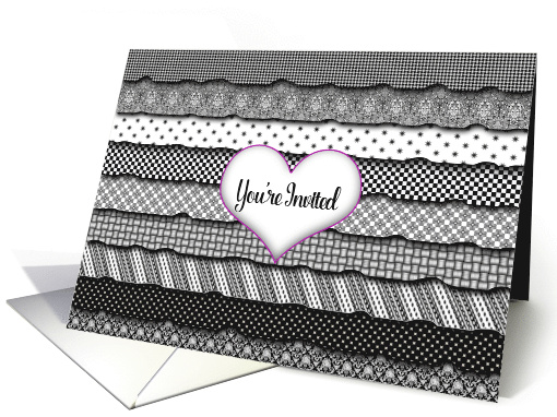 You're Invited Birthday Party Invitation - Black & White Ruffles card