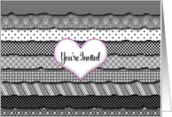 You’re Invited Birthday Party Invitation - Black & White Ruffles card
