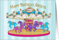 Birthday, Sweetie - Carousel - Colorful Horses card