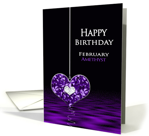 Birthstone, Birthday, February, AMETHYST, Heart card (1487450)