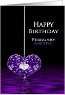 Birthstone, Birthday, February, AMETHYST, Heart card