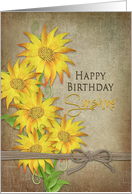 Birthday, Sunshine, Sunflowers, Brown Texture card