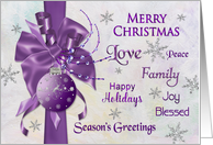 Christmas - Typography - Purple Decorations card