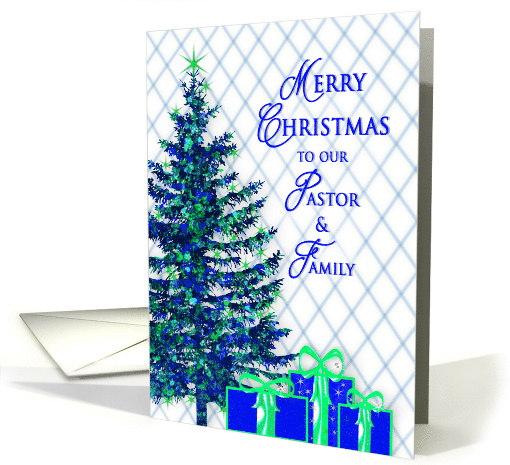 Christmas, Pastor & Family, Blue Tree, presents card (1493774)