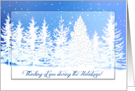 Christmas ,Thinking of You,Winter Wonderland,Blue White, Trees card