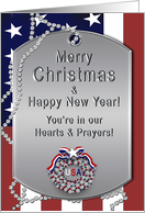 Christmas - Military - USA,Patriotic, Dog Tags, Wreath, red/white/blue card