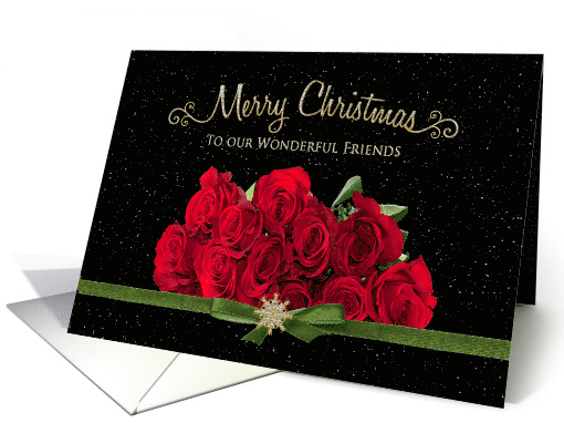 Christmas, Our Friends, Roses with snowy background card (1502886)