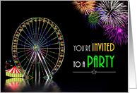 PARTY Invitation - Multi-Use - Festive - Amuzement Park - Fire Works card