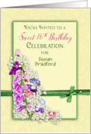 Sweet 16th Birthday Party Invitation - Garden Flowers - Insert Name card