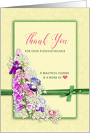 Thank You - Garden of Flowers - Pink/Green- Blank Inside card