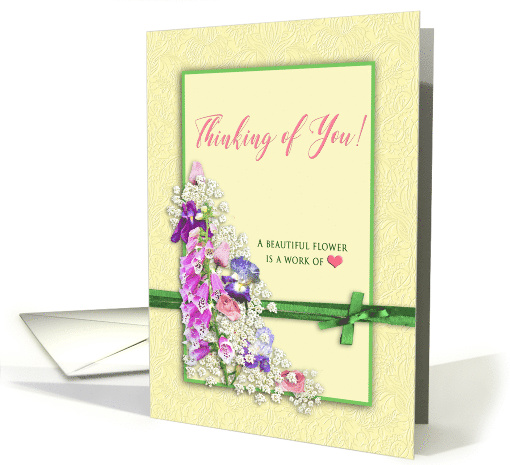 Thinking of you - Garden of Flowers - Pink/Green - Blank Inside card