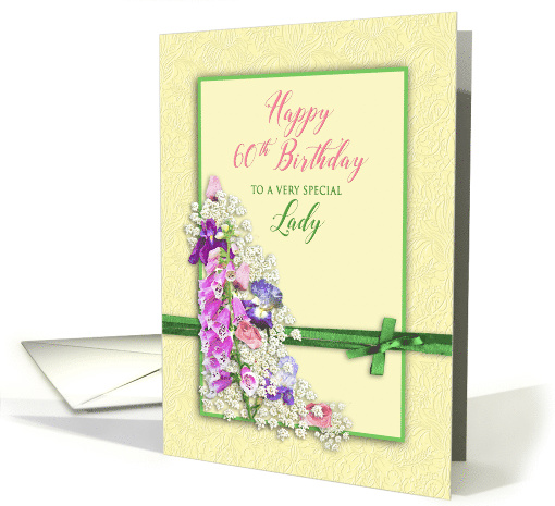 Birthday - 60th - Special Lady - Garden of Flowers - Pink/Green card