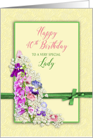 Birthday - 40th - Special Lady - Garden of Flowers - Pink/Green card