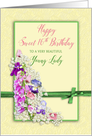 Birthday - Sweet Sixteenth - Garden of Flowers - Pink/Green card