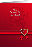 Valentine’s Day, Sweetheart, Red with Ribbon and Heart card
