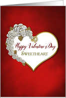Valentine’s Day, Sweetheart, Red Heart and flowers card