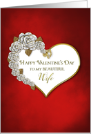 Valentine’s Day, Wife, Red Heart and flowers card