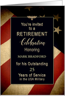 Retirement Military Party Invitation - Insert name/yrs. USA Flag card