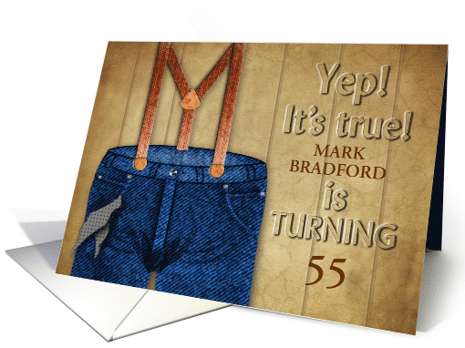 Birthday Invitation - Blue Jeans and Suspenders - Insert Age card