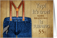 Birthday Invitation - Blue Jeans and Suspenders - Insert Age card
