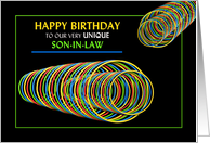 Birthday - Son-in-law, Abstract, Colorful Neon Circles card