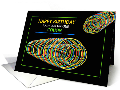 Birthday - Cousin, Abstract, Colorful Neon Circles card (1513116)
