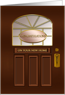 Congratulations - New Home - Brown/Gold Door with sign card