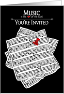 Music Sheets - Invitation - Music is the Heart of the soul card