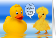 Rubber duck and friend, Questions duck, Plastic Surgery? Blank Card