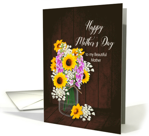 Mother's Day, My Mother, Bouquet Flower in Mason Jar card (1515998)