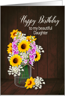 Birthday, My Daughter, Bouquet Flower in Mason Jar card