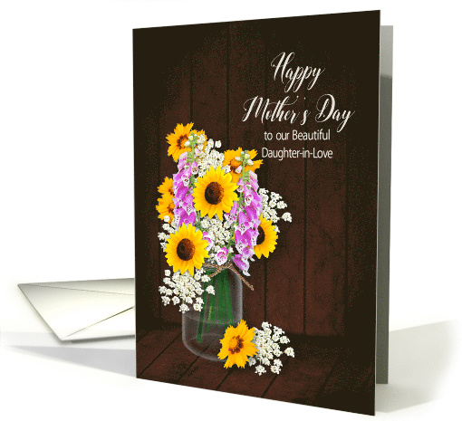 Daughter In Love Mothers Day Bouquet Flower in Mason Jar card