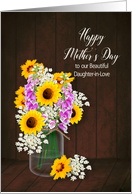 Daughter In Love Mothers Day Bouquet Flower in Mason Jar card