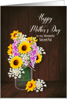 Mother’s Day, Secret Pal, Bouquet Flower in Mason Jar card