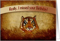 Belated Birthday, Abstract Tiger in the bush card