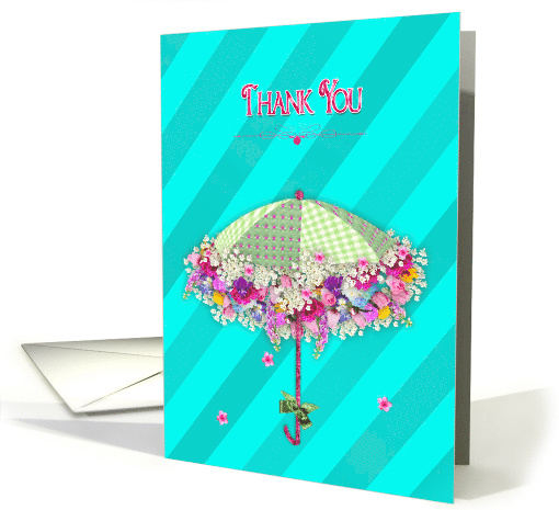 Thank You - Umbrella Decorated with Fresh Flowers, Blank Inside card