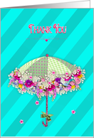 Thank You - Umbrella Decorated with Fresh Flowers, Blank Inside card