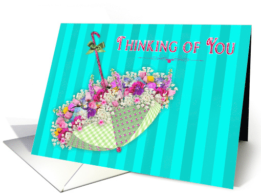 Thinking of You, Upside-downUmbrella,Fresh Flowers,Blank Inside card
