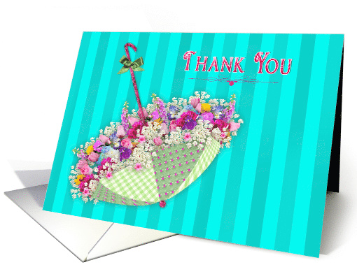Thank You, Upside-downUmbrella,Fresh Flowers,Blank Inside card