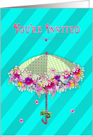 Invitation, You’re Invited,Upside-downUmbrella,Fresh Flowers, card