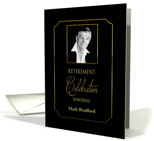Retirement Celebration Invitation, Black/Gold Trim,... (1518624)