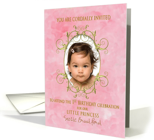 Princess 1st Birthday Party Invitation, Pink/Gold... (1518632)