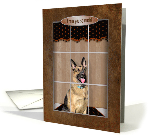 Miss You, German Shepherd looking out Window card (1519462)