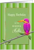 Birthday, Mother, Tropical Kingfisher Bird, Green Stripes card